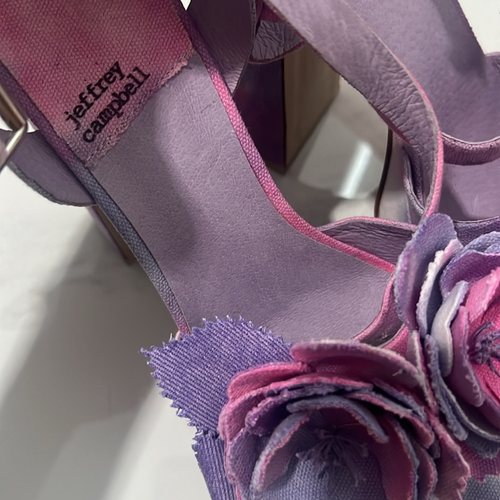 Jeffrey Campbell Pink and Purple Platform Sandals with Floral Accents - Picture 9 of 10